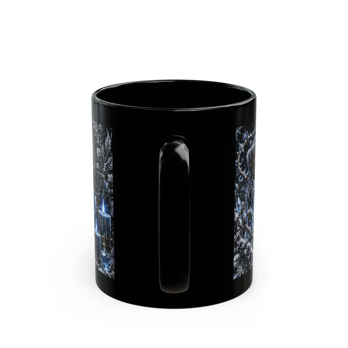 Put Them in the FREEZER! — Frosted Spell Jar Black Mug, 11oz | Vespera Morrigan