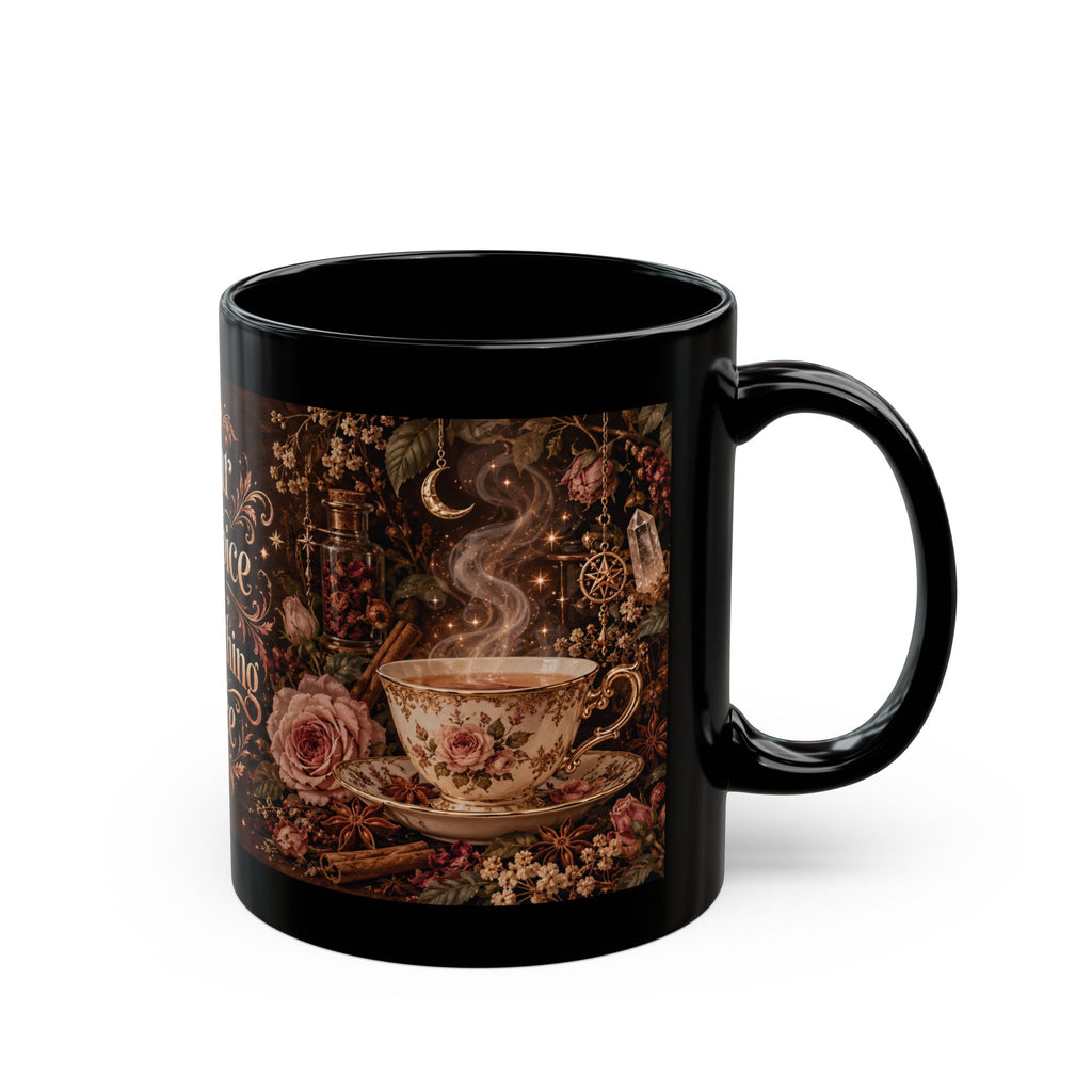 Sugar and Spice and Everything Nice — Rose & Cinnamon Black Mug, 11oz | Vespera Morrigan