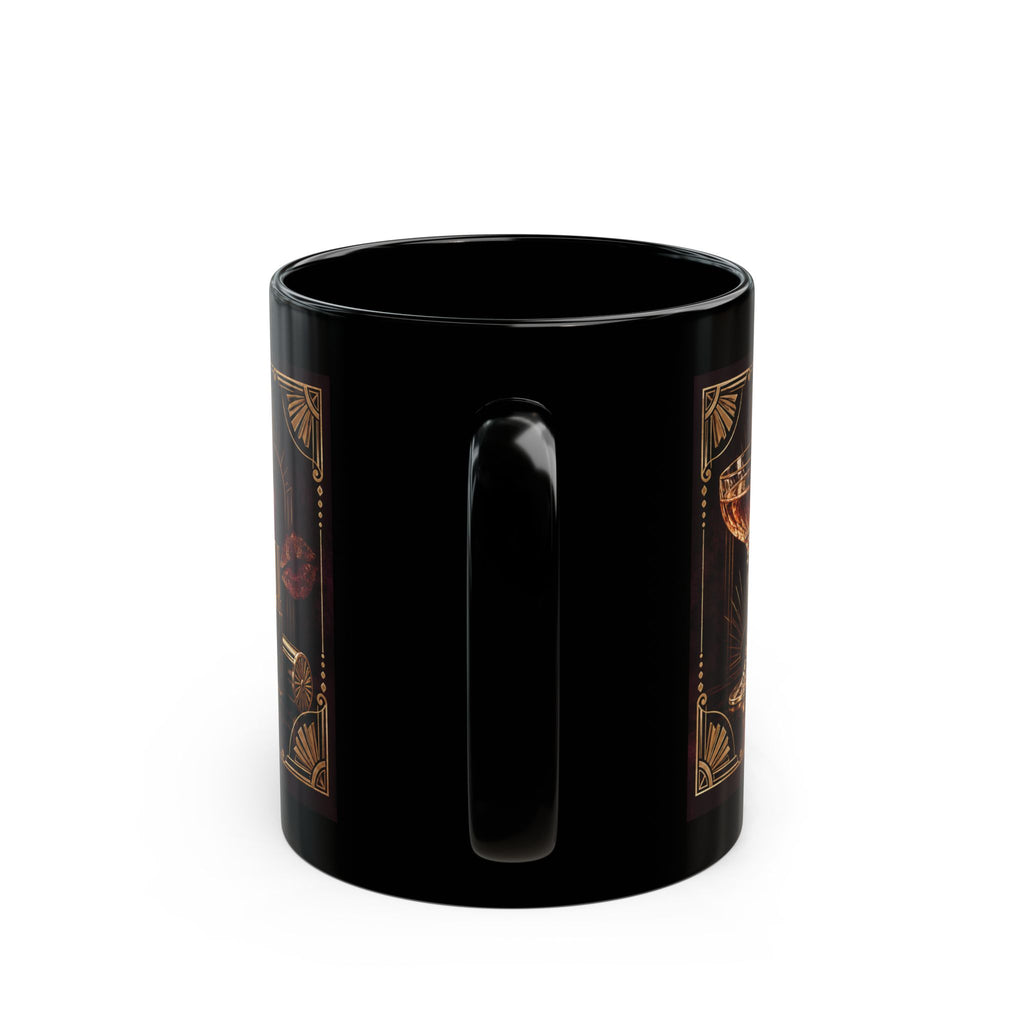 Pour Yourself a Drink — Lipstick & Art Deco Black Mug, 11oz | Vespera Morrigan