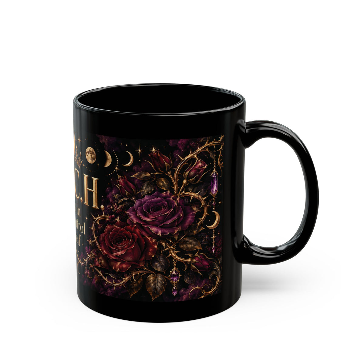 W.I.T.C.H. — Woman in Total Control of Herself Black Mug, 11oz | Vespera Morrigan