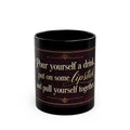 Pour Yourself a Drink — Lipstick & Art Deco Black Mug, 11oz | Vespera Morrigan
