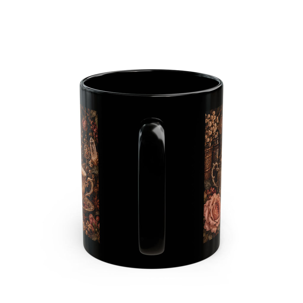 Sugar and Spice and Everything Nice — Rose & Cinnamon Black Mug, 11oz | Vespera Morrigan