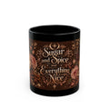 Sugar and Spice and Everything Nice — Rose & Cinnamon Black Mug, 11oz | Vespera Morrigan