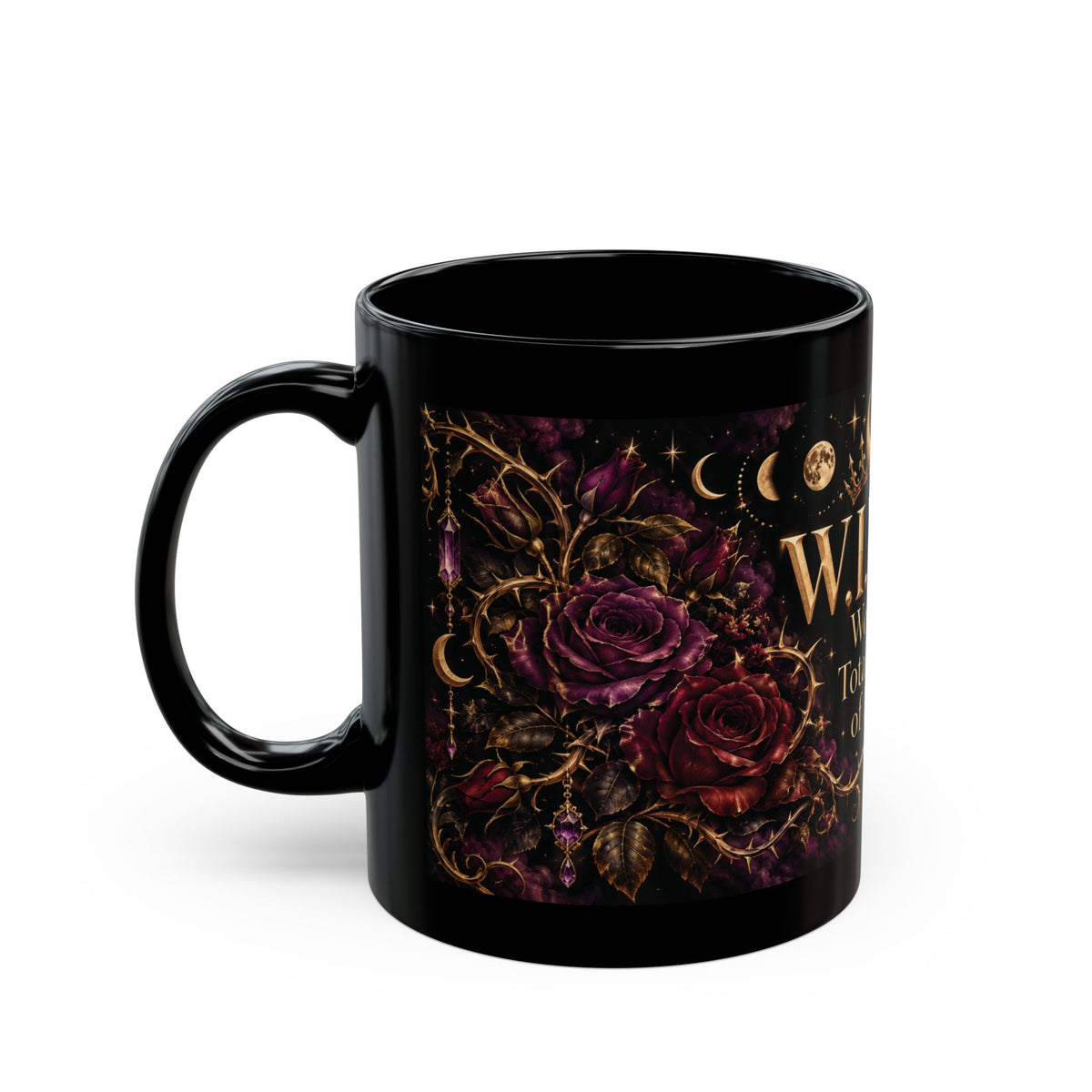W.I.T.C.H. — Woman in Total Control of Herself Black Mug, 11oz | Vespera Morrigan