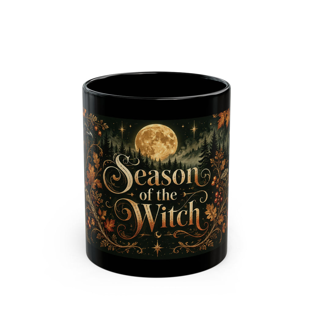 Season of the Witch — Autumn Raven Black Mug, 11oz | Vespera Morrigan