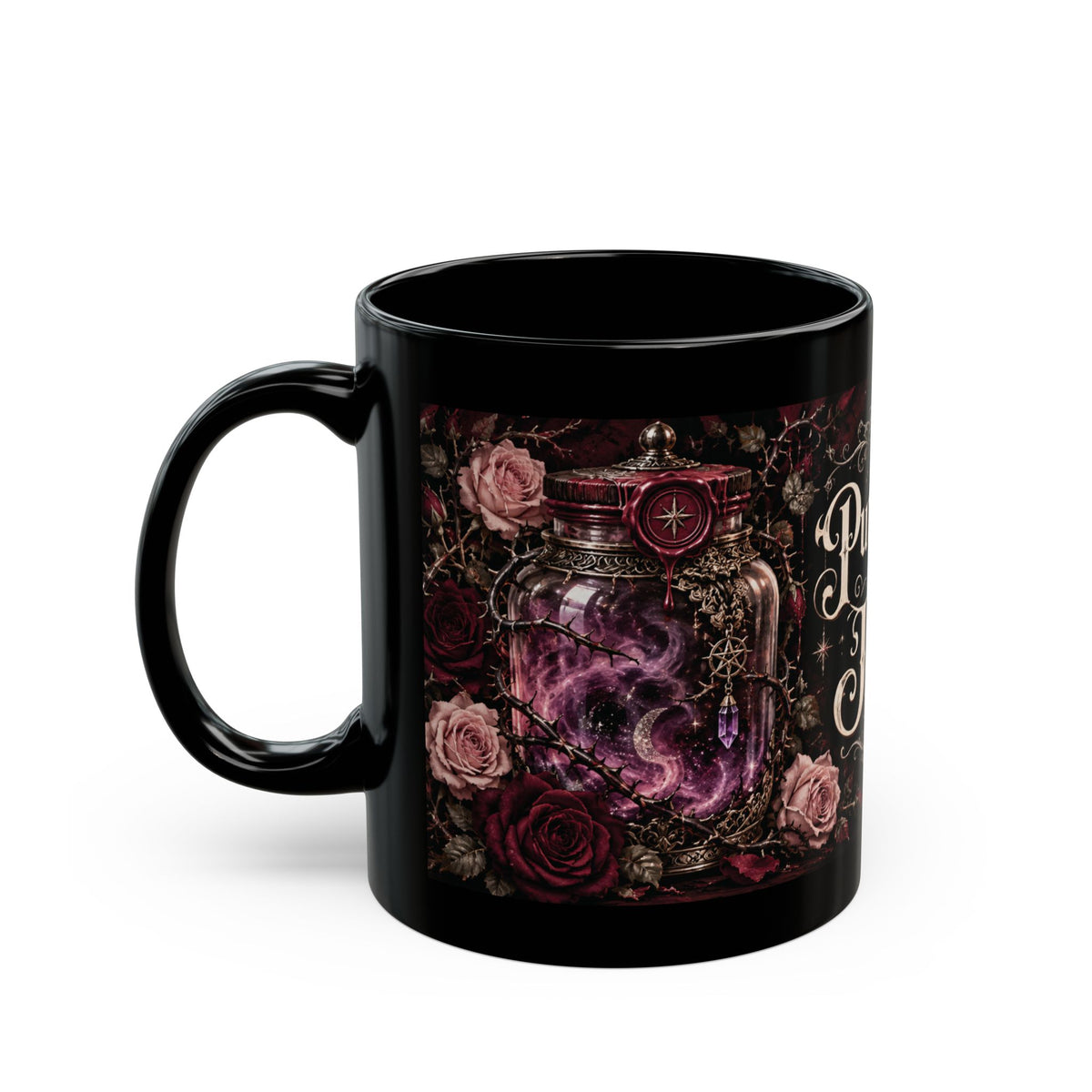 Put Them in a JAR! — Gothic Spell Jar Black Mug, 11oz | Vespera Morrigan