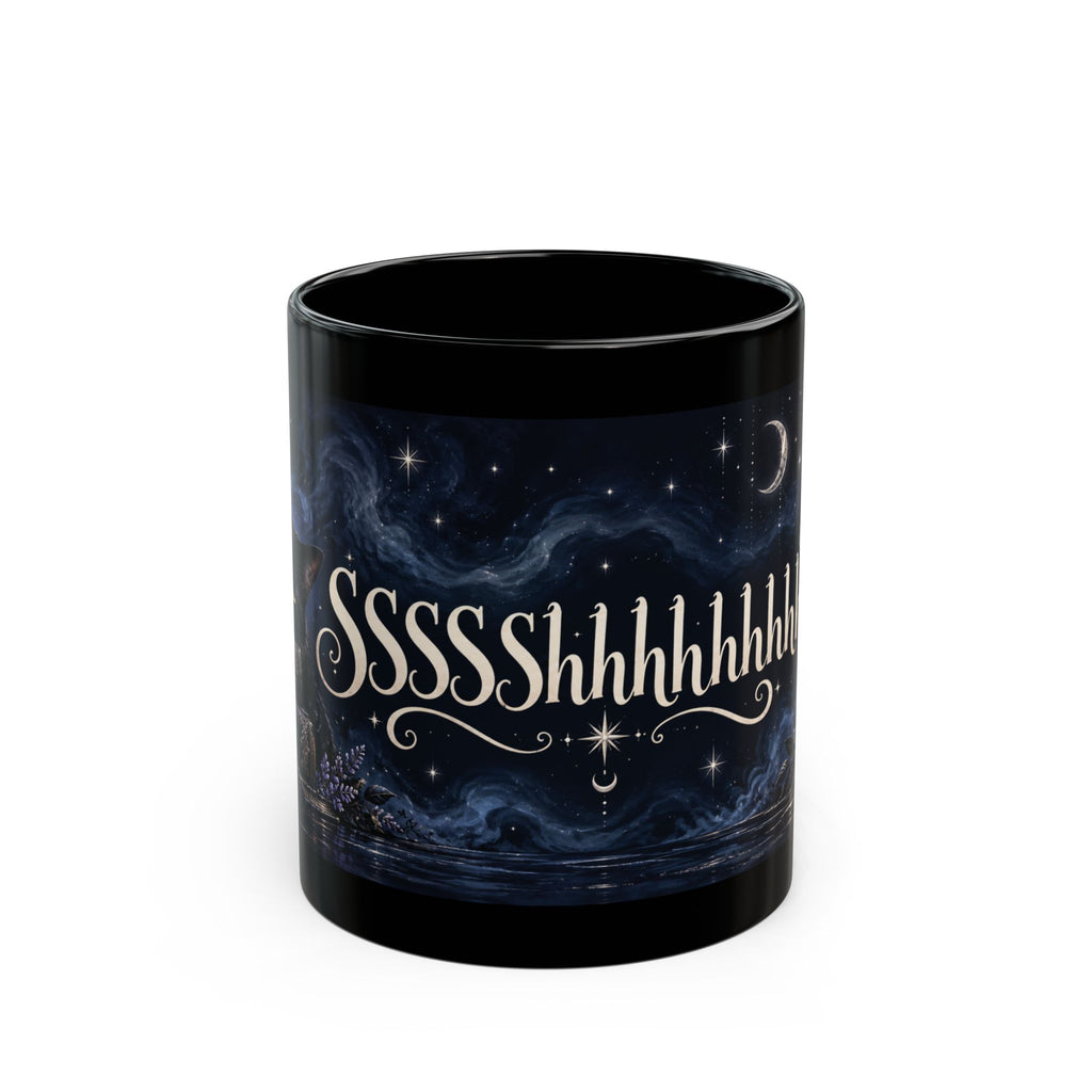 SSSSShhhhhhhhhhh — Sleepy Black Cat Mug, 11oz | Vespera Morrigan