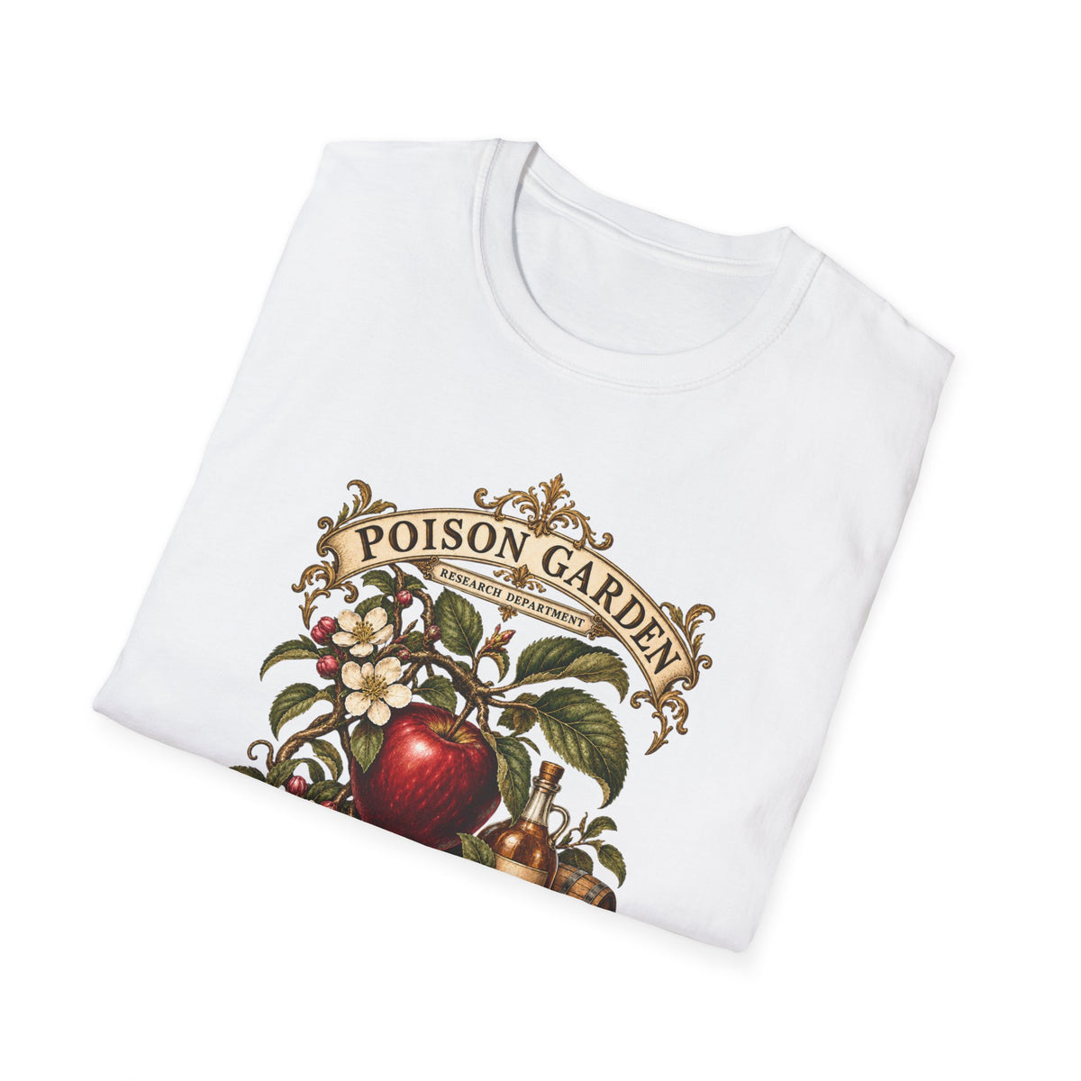 An Apple a Day — Poison Garden Research Department White T-Shirt | Vespera Morrigan