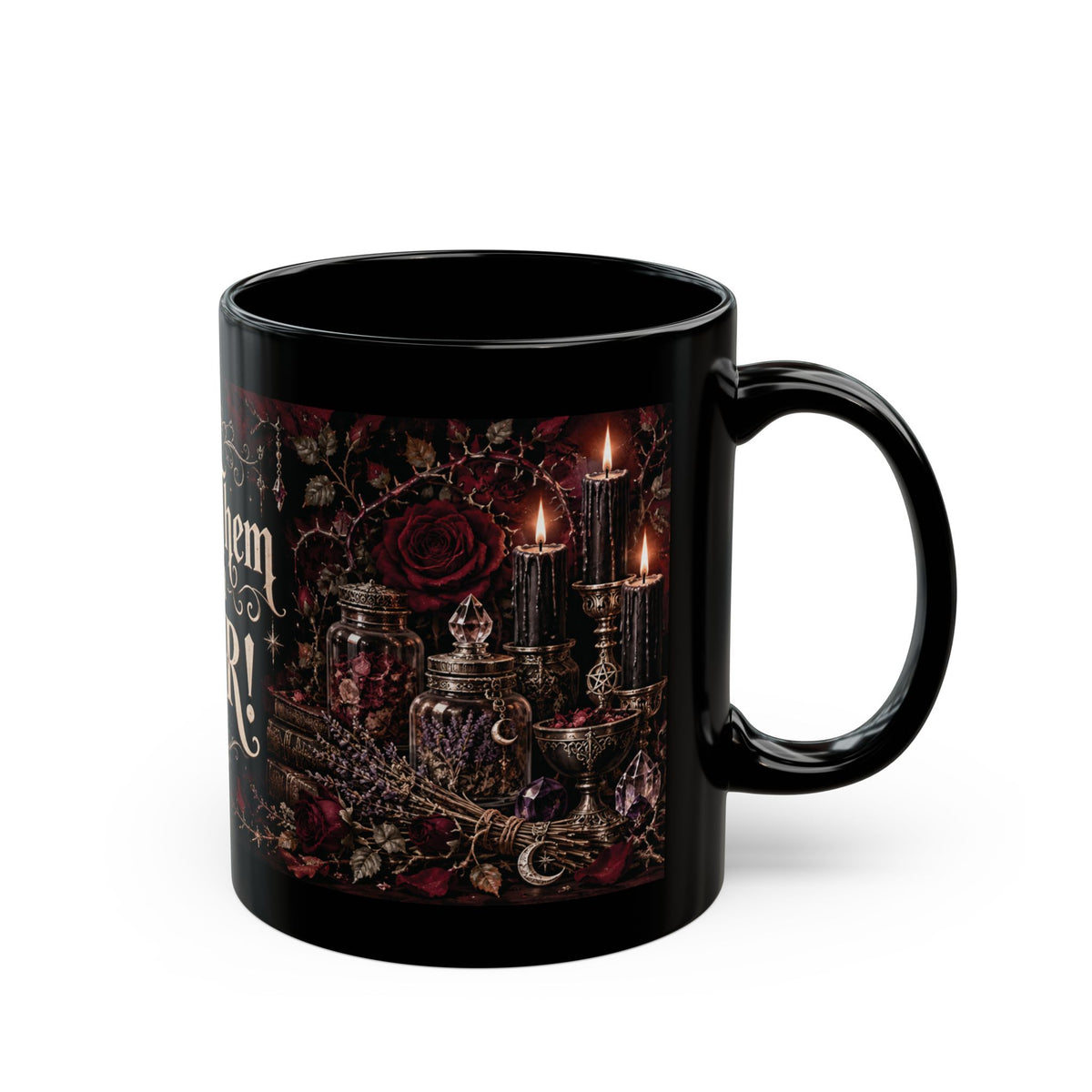 Put Them in a JAR! — Gothic Spell Jar Black Mug, 11oz | Vespera Morrigan