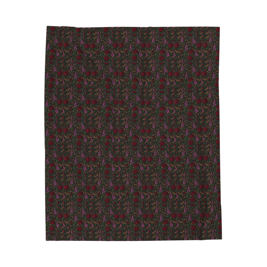 Poison Garden Plush Blanket - Gothic Roses, Foxglove and Moths | Vespera Morrigan