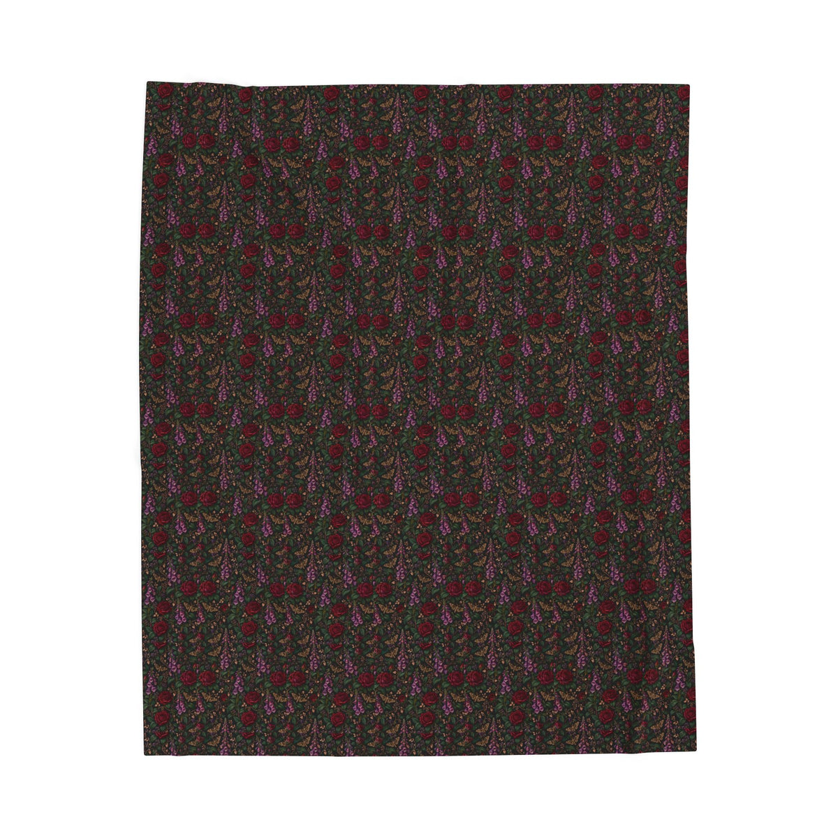 Poison Garden Plush Blanket - Gothic Roses, Foxglove and Moths | Vespera Morrigan